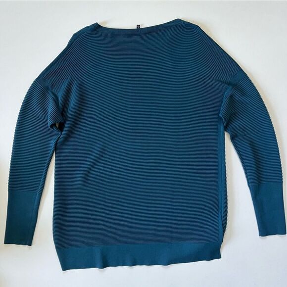 Lafayette 148 Ribbed Tunic Sweater In Empress Teal Small - Picture 6 of 8